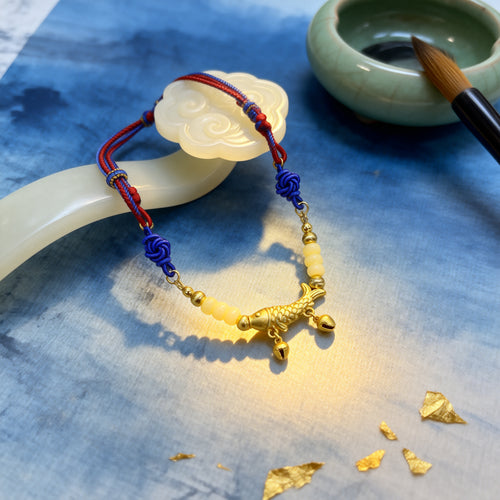 Manpo<此生“鱼”你>「繁弦」系列轻奢蜜蜡猫项链纯手工编织